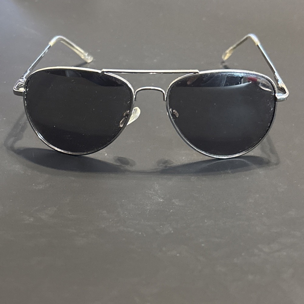 Classic Silver Aviator Sunglasses Metal Pilot Frame Dark Gray Lens UV400 Unisex - Picture 3 of 9